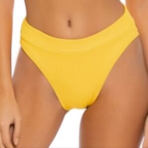 🆕️ Sunsets Sunny Yellow High Cut Banded Waist Bikini Bottom Sz 16 NWT